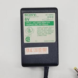 SONY AC Power Adaptor 6V 6 Volt 400mA 6W Genuine AC-64NC Tested Works Great VGC